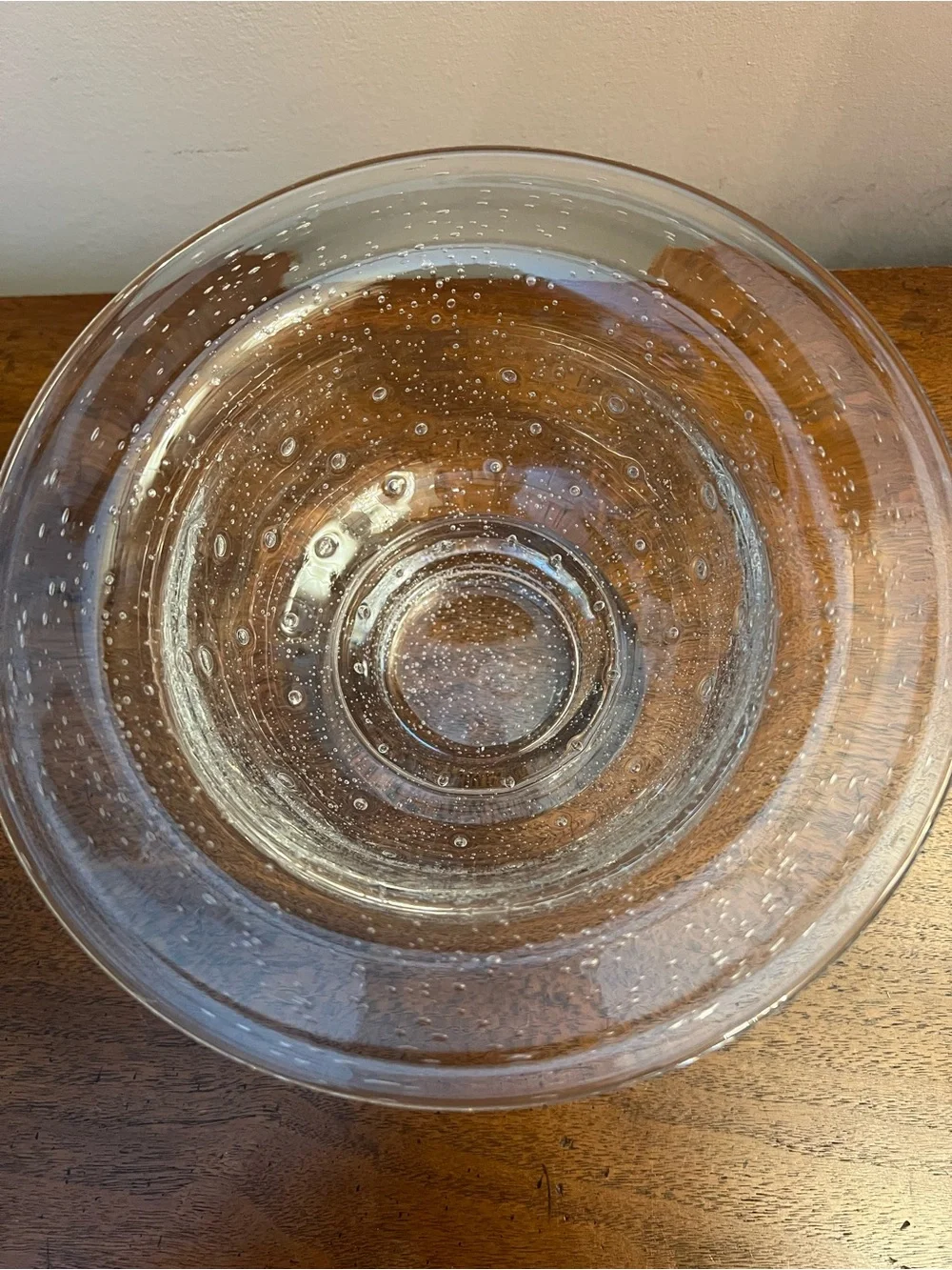 Southern Living Home Clear Bubble Hand Blown Glass Footed Centerpiece Bowl